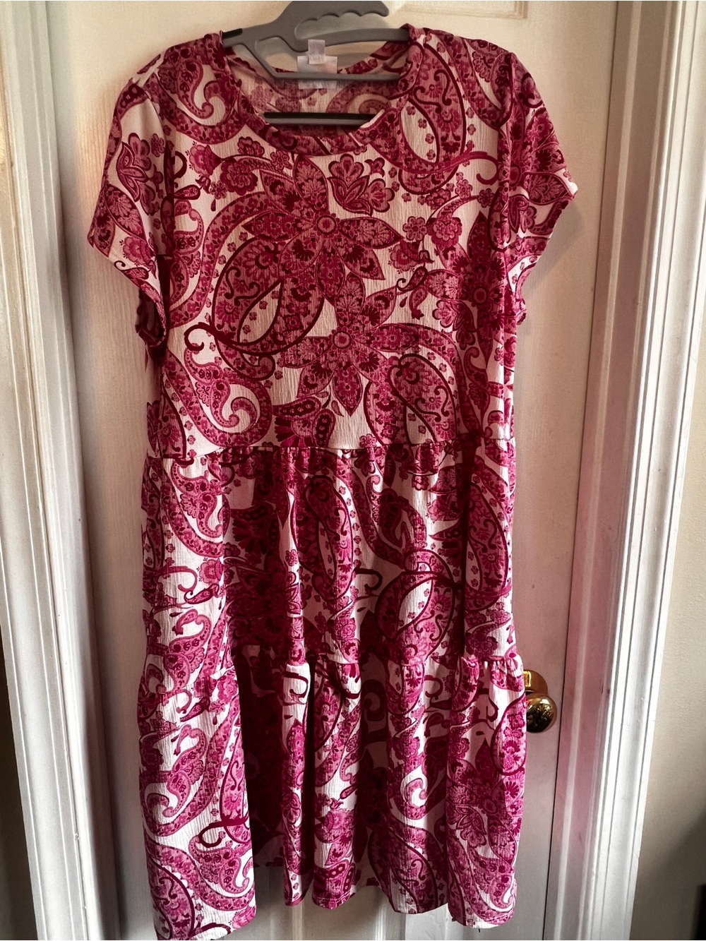 LuLaRoe Pink Paisley Tiered Ariel Dress